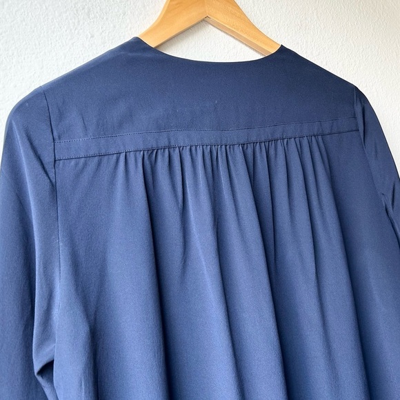 Zadig & Voltaire Tranoi navy silk top with black hem Blue lace trim blouse Sz M - Picture 9 of 14